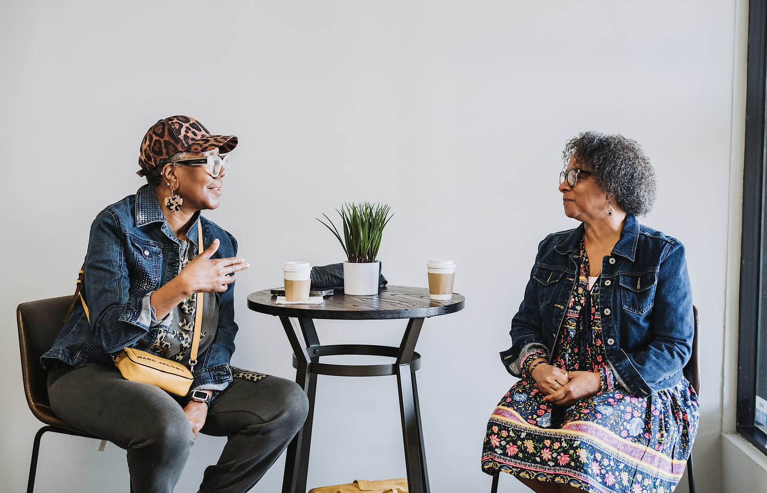 Sample photo of adults connecting at church